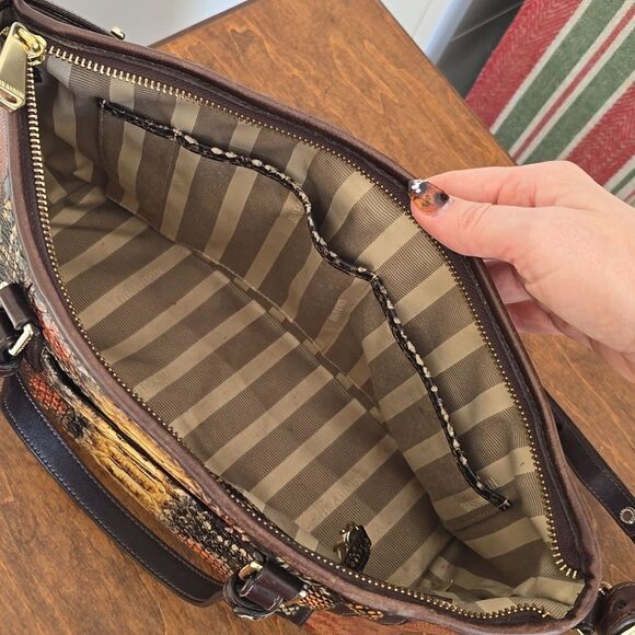 Brahmin | Mini Asher Brown Tyndal Snake Lizard Smooth Leather Satchel - Picture 11 of 16